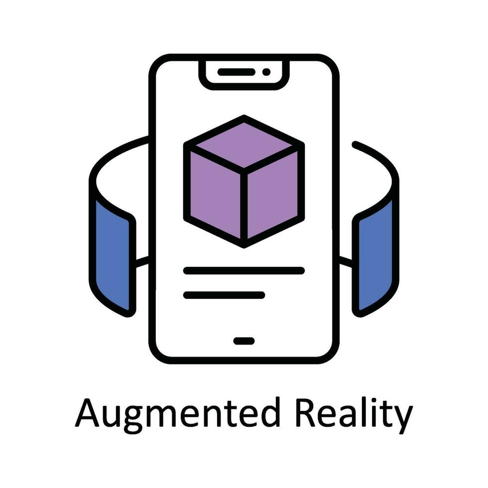 Augmented Reality Vector Fill outline Icon Design illustration. Smart Industries Symbol on White background EPS 10 File