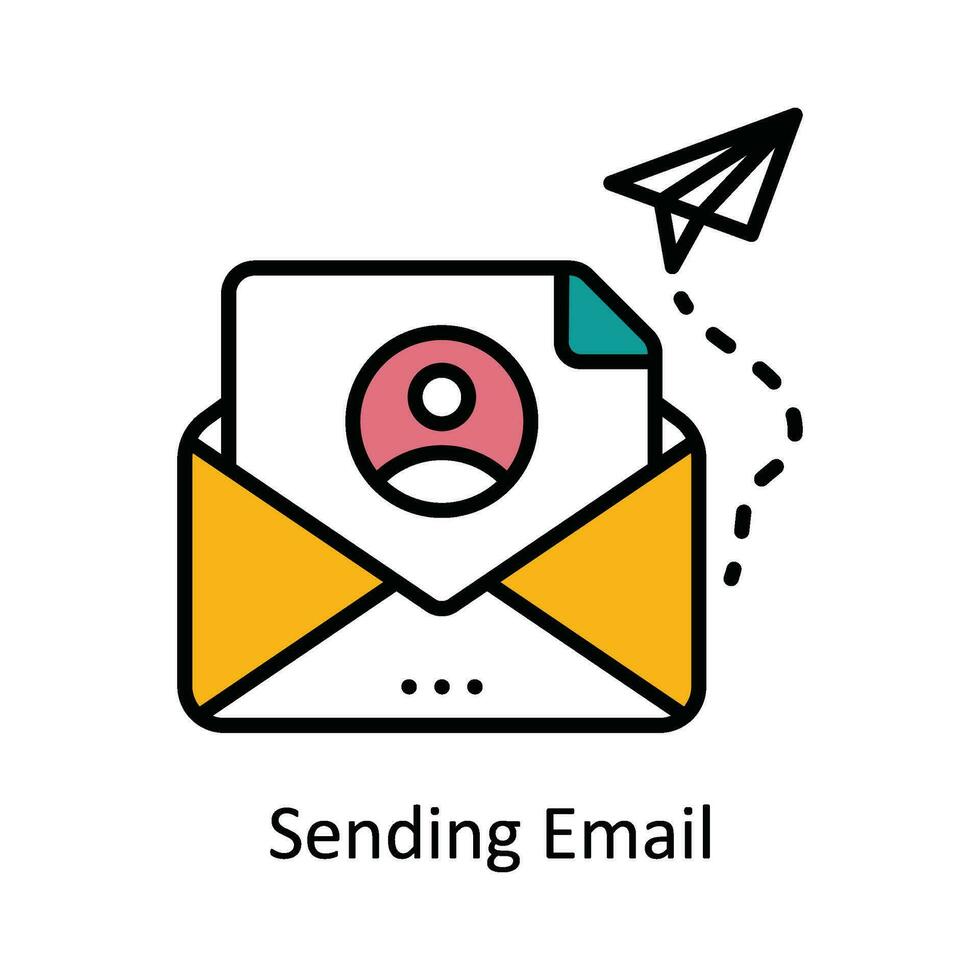 Sending Email Vector Fill outline Icon Design illustration. Digital Marketing  Symbol on White background EPS 10 File