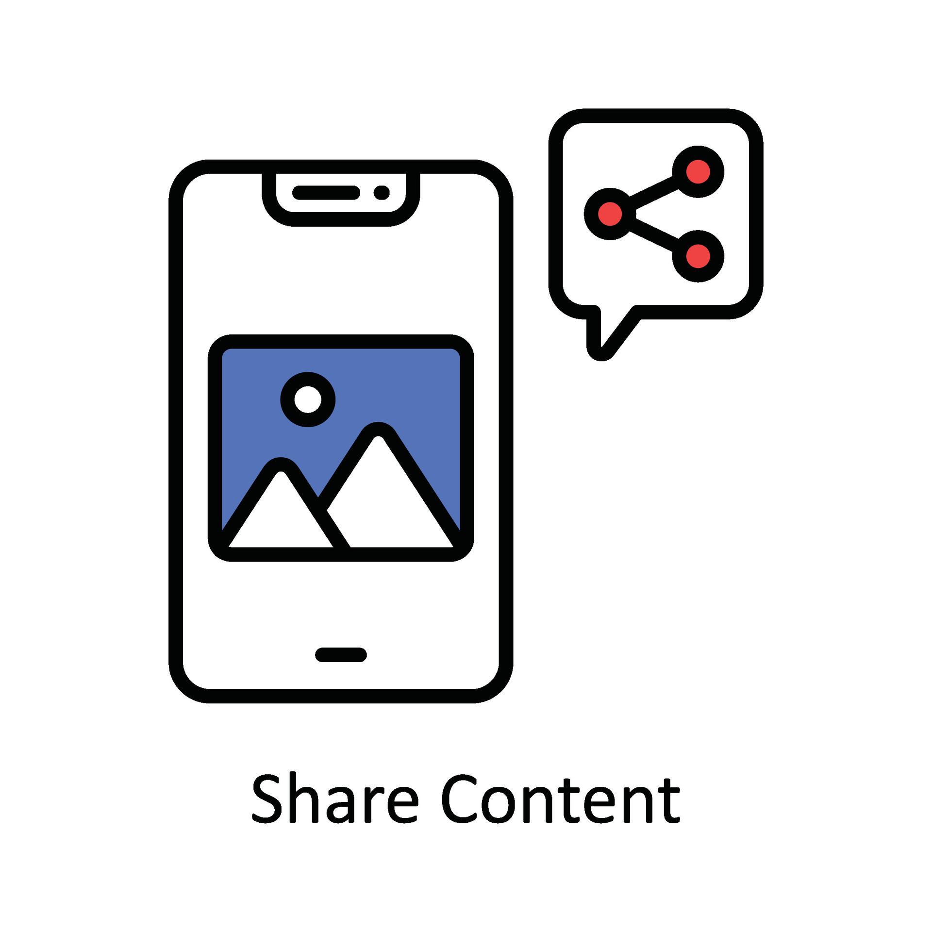 Share Content Vector Fill outline Icon Design illustration. Digital