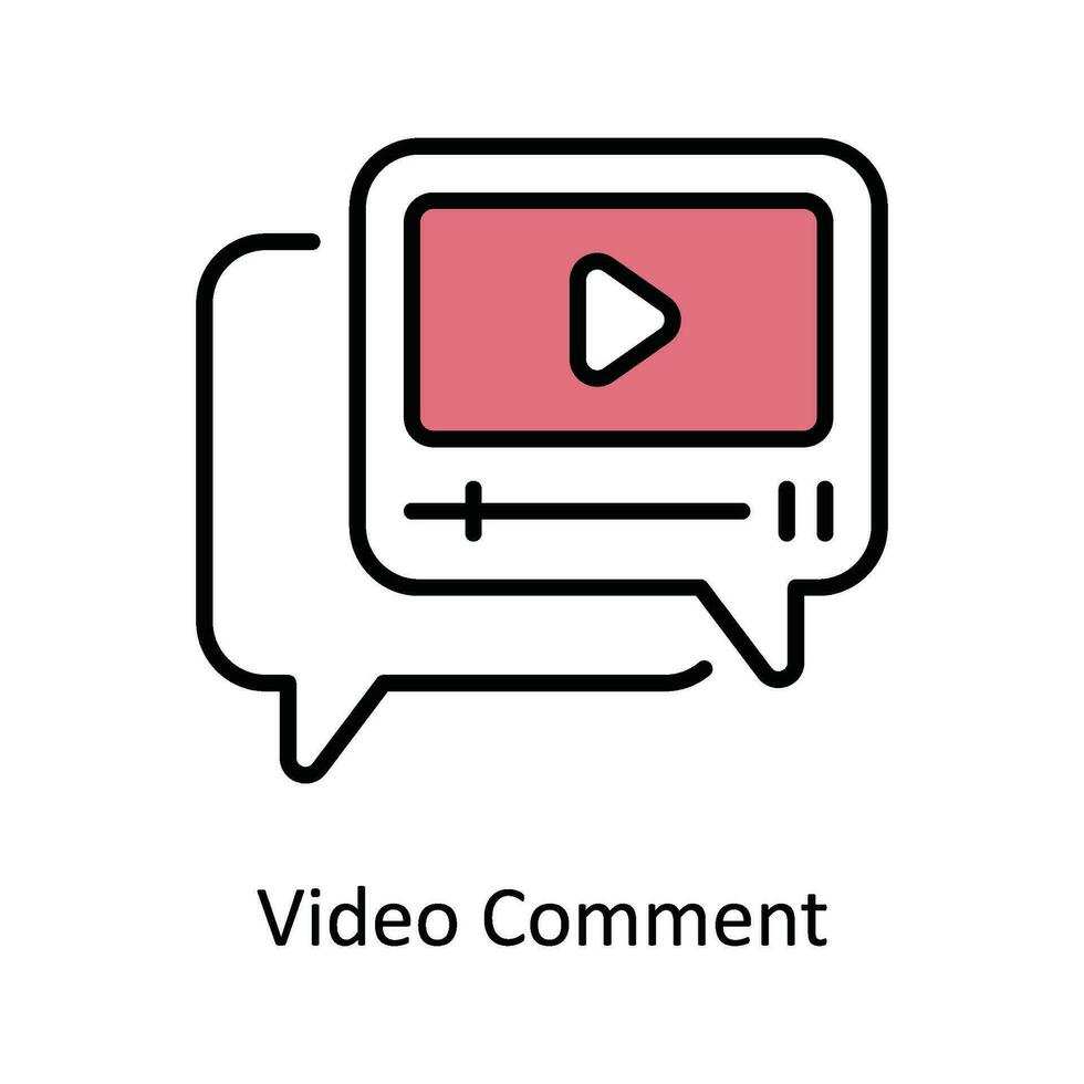 Video Comment Vector Fill outline Icon Design illustration. Digital Marketing  Symbol on White background EPS 10 File