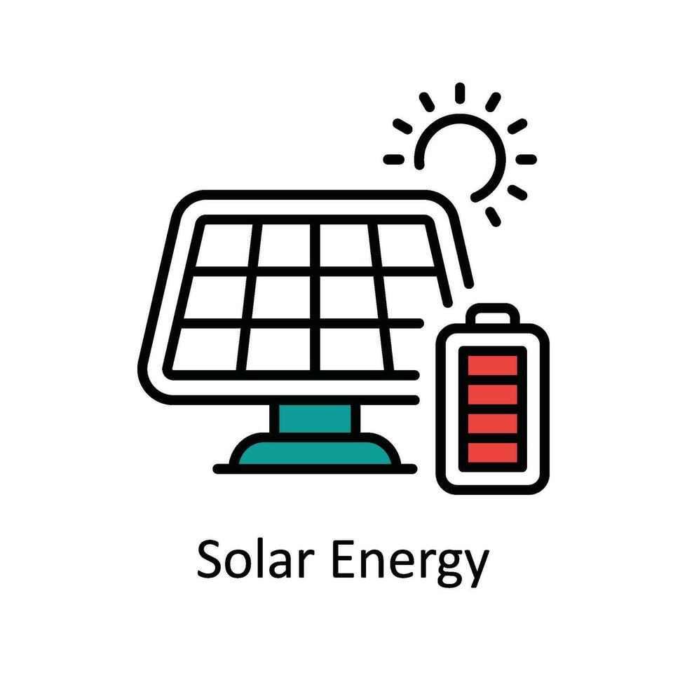 Solar Energy Vector Fill outline Icon Design illustration. Smart Industries Symbol on White background EPS 10 File