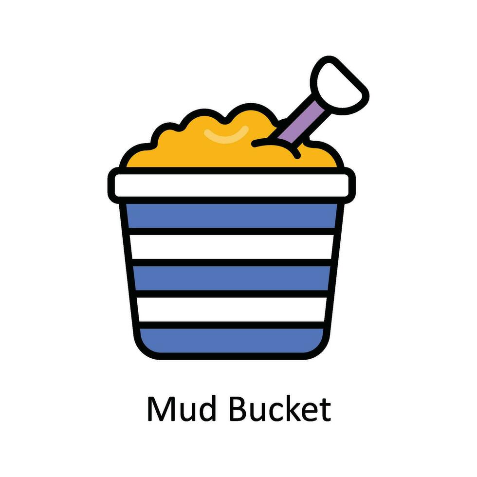 Mud Bucket Vector Fill outline Icon Design illustration. Travel and Hotel Symbol on White background EPS 10 File