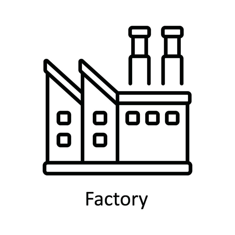 Factory Vector  outline Icon Design illustration. Smart Industries Symbol on White background EPS 10 File