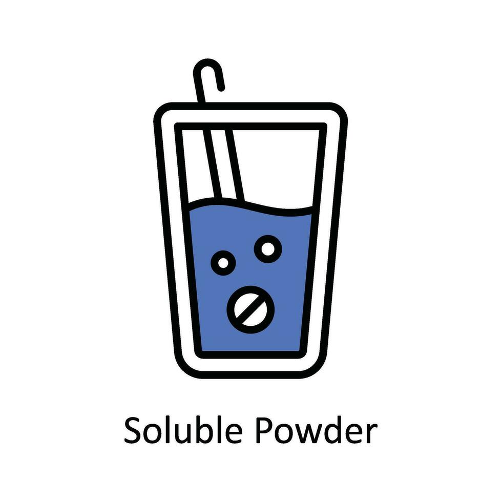 Soluble Powder Vector Fill outline Icon Design illustration. Pharmacy  Symbol on White background EPS 10 File