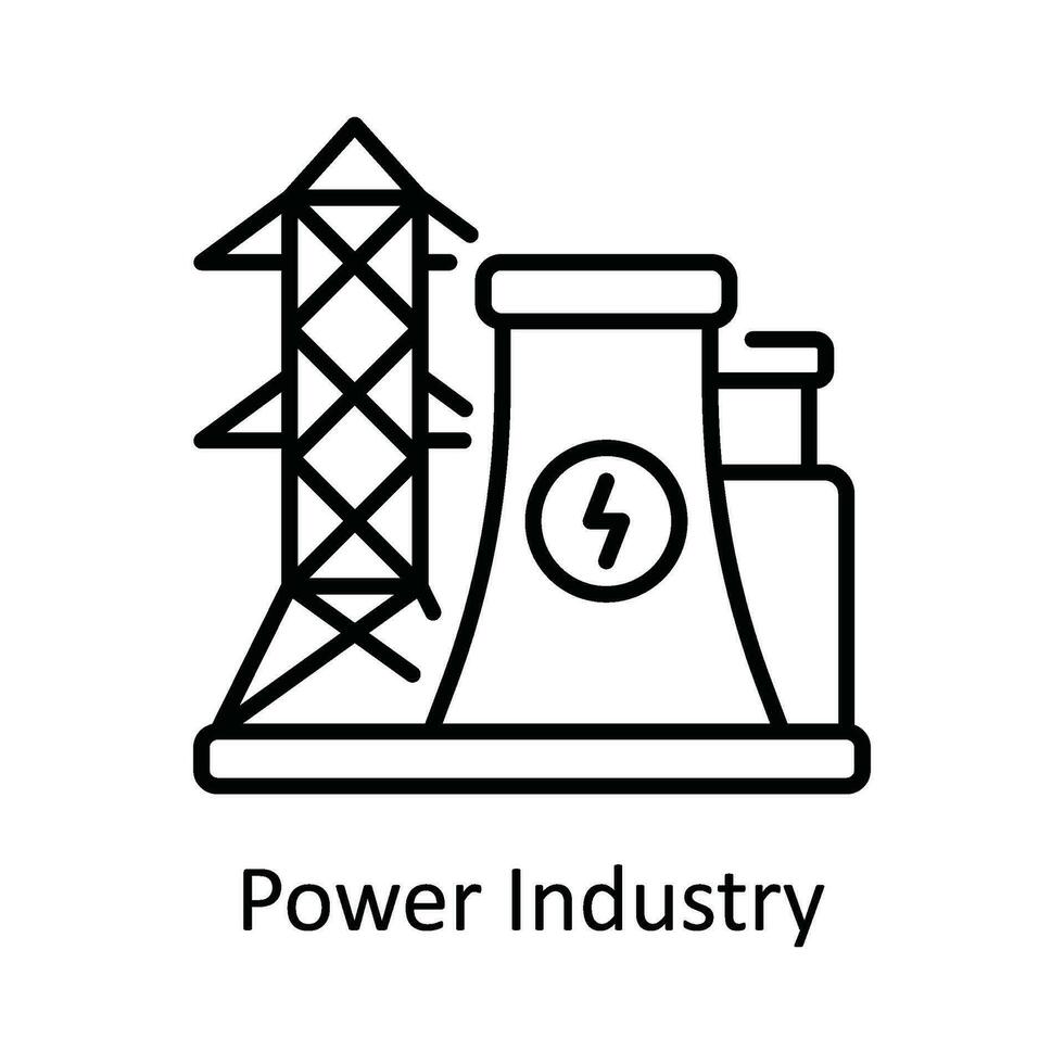 Power Industry Vector  outline Icon Design illustration. Smart Industries Symbol on White background EPS 10 File