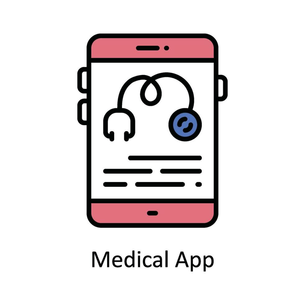Medical App Vector Fill outline Icon Design illustration. Pharmacy  Symbol on White background EPS 10 File