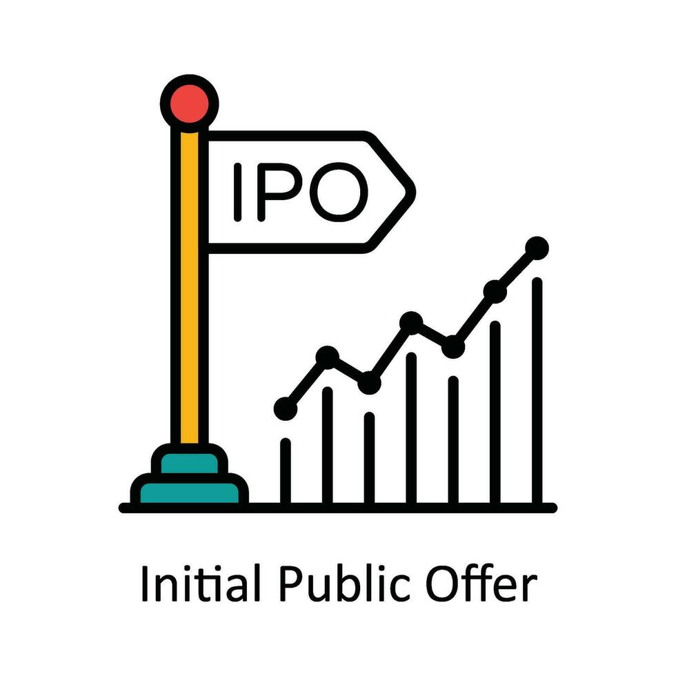 Initial Public Offer Vector Fill outline Icon Design illustration. Product Management Symbol on White background EPS 10 File