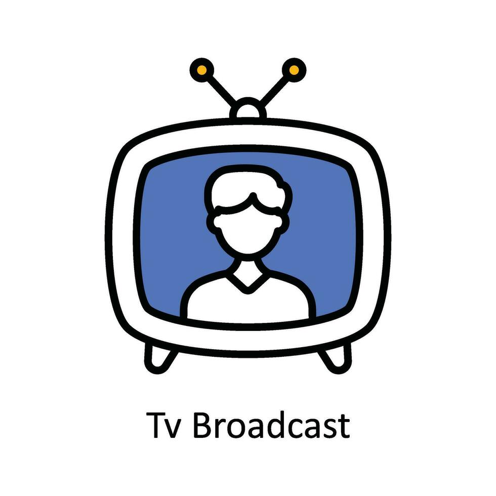 Tv Broadcast Vector Fill outline Icon Design illustration. Digital Marketing  Symbol on White background EPS 10 File