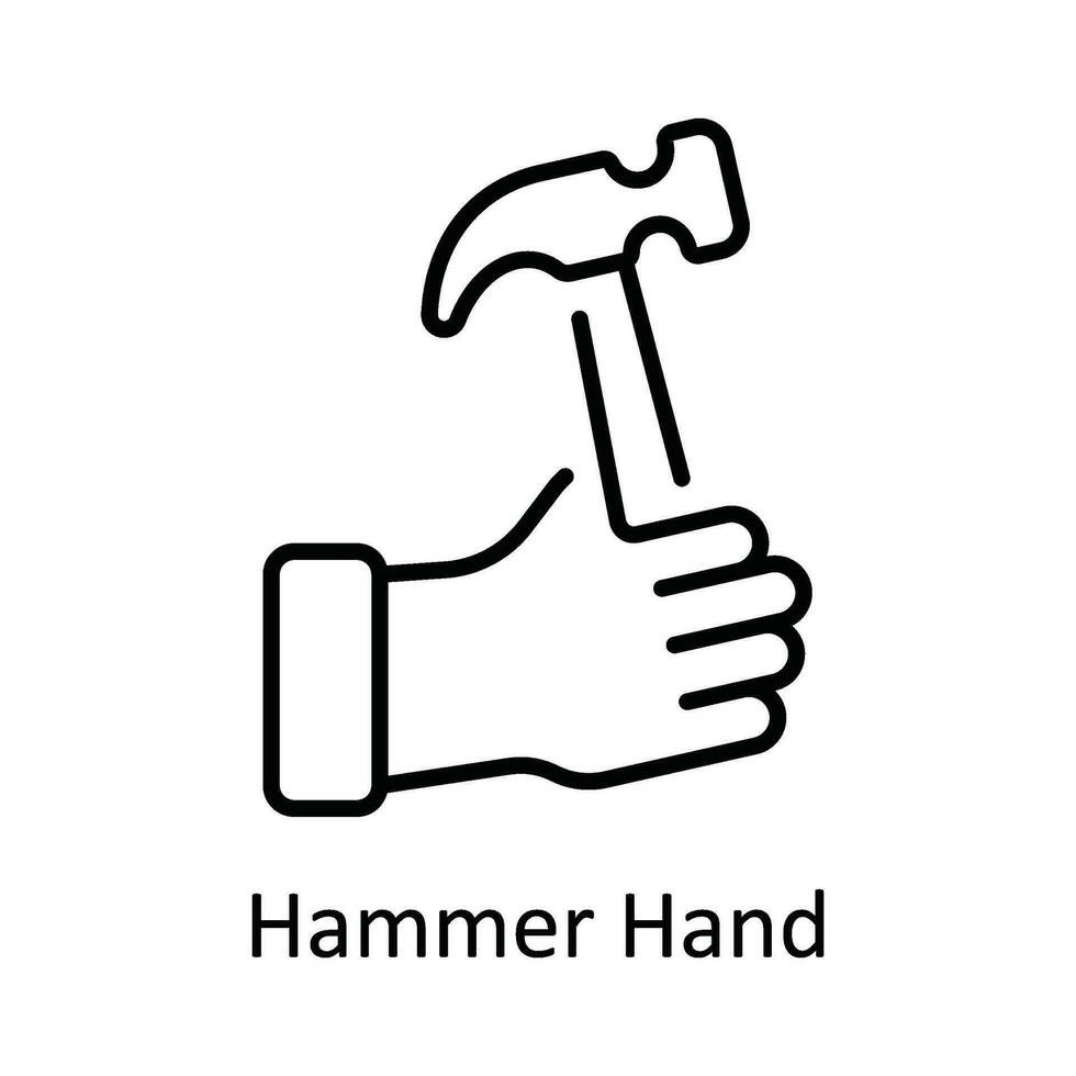 Hammer Hand Vector  outline Icon Design illustration. Home Repair And Maintenance Symbol on White background EPS 10 File