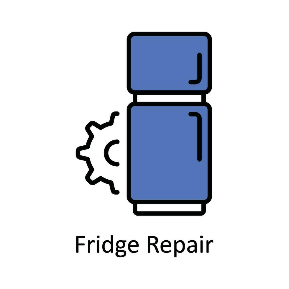 refrigerador reparar vector llenar contorno icono diseño ilustración. hogar reparar y mantenimiento símbolo en blanco antecedentes eps 10 archivo