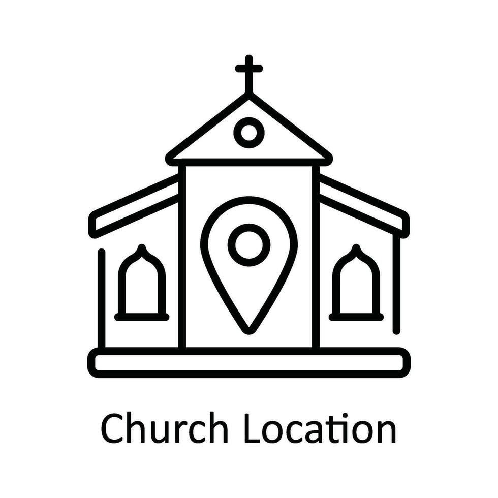 Church Location Vector  outline Icon Design illustration. Map and Navigation Symbol on White background EPS 10 File