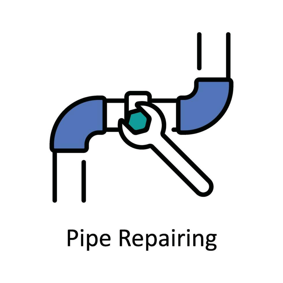 Pipe Repairing Vector Fill outline Icon Design illustration. Home Repair And Maintenance Symbol on White background EPS 10 File