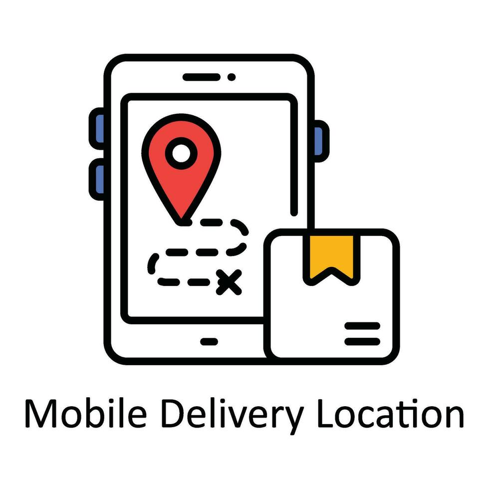 Mobile Delivery Location Vector Fill outline Icon Design illustration. Map and Navigation Symbol on White background EPS 10 File