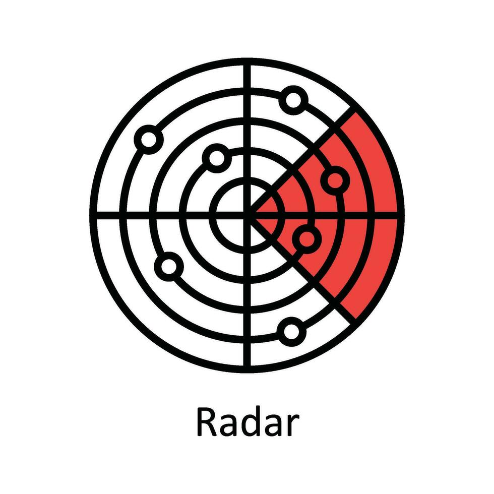 Radar vector llenar contorno icono diseño ilustración. mapa y navegación símbolo en blanco antecedentes eps 10 archivo