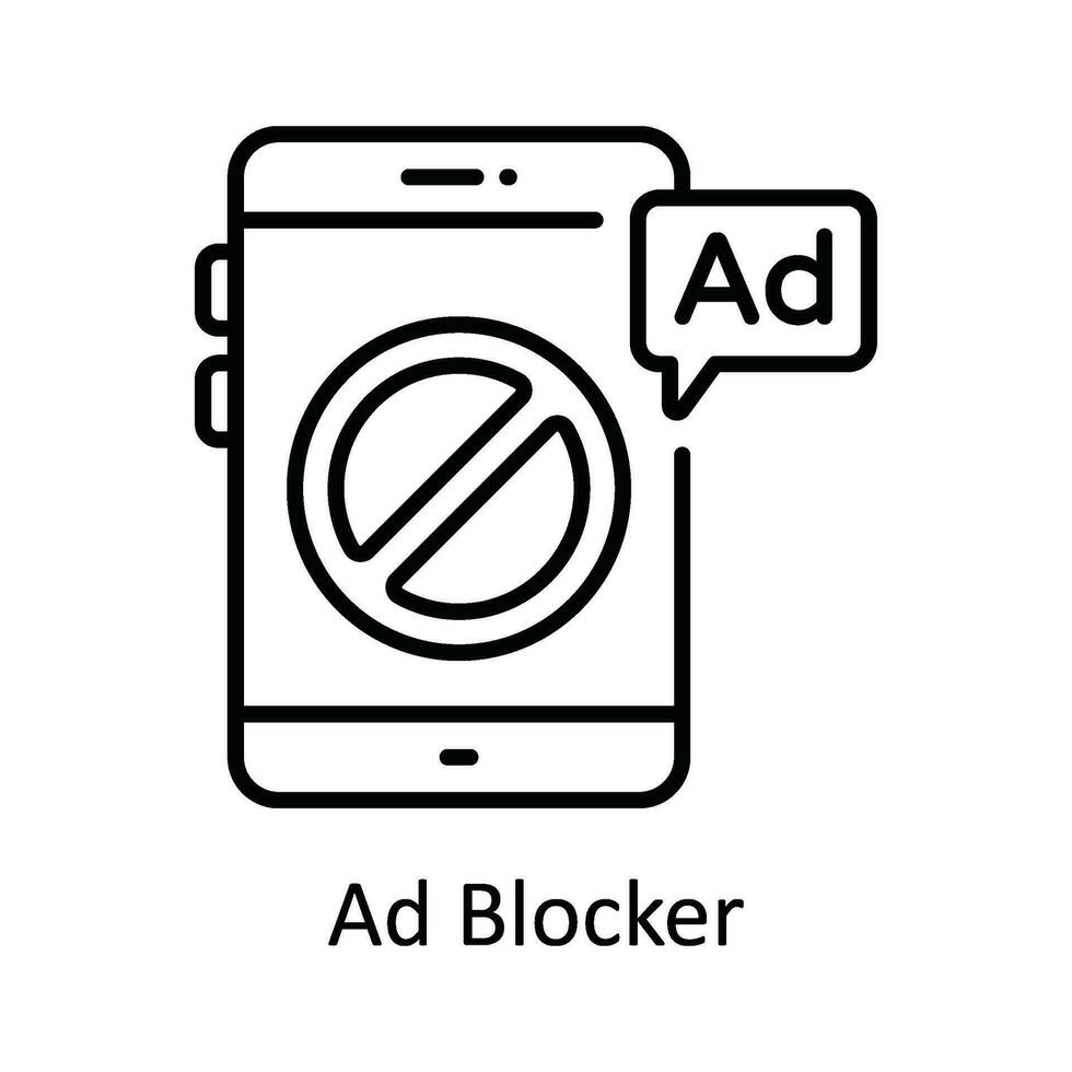 Ad Blocker Vector   outline Icon Design illustration. Online streaming Symbol on White background EPS 10 File
