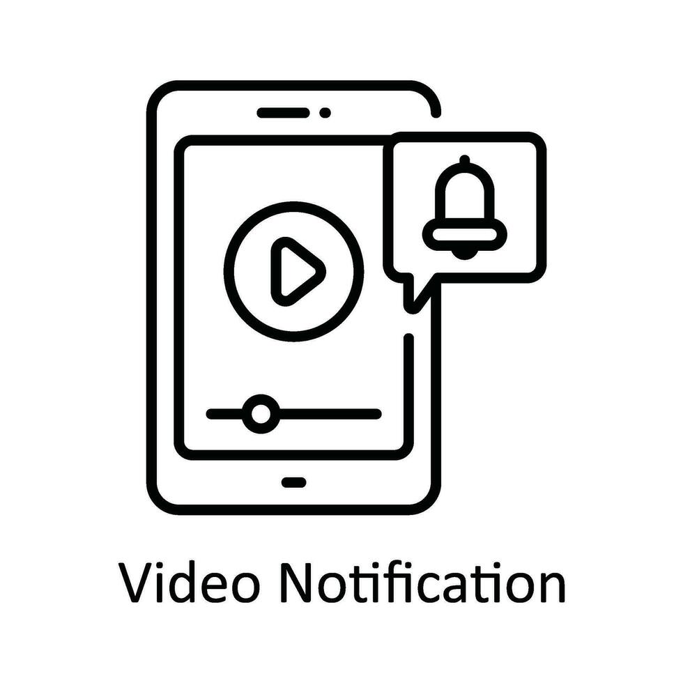 vídeo notificación vector contorno icono diseño ilustración. en línea transmisión símbolo en blanco antecedentes eps 10 archivo
