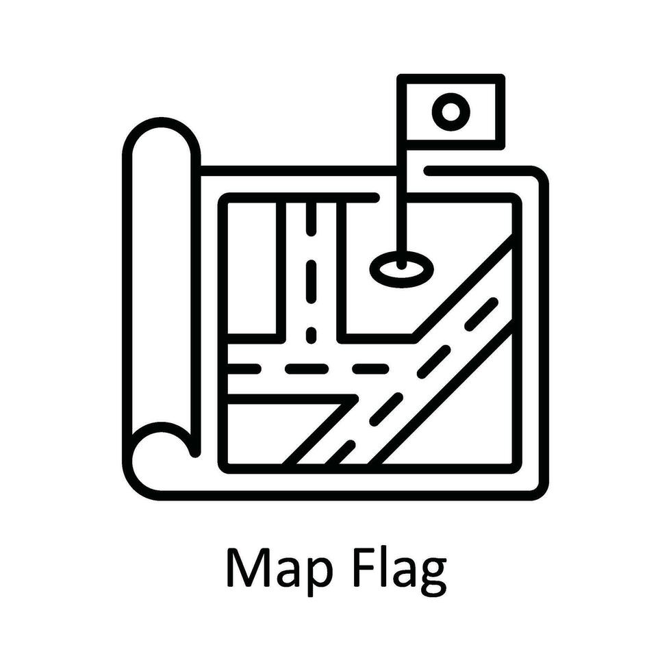 mapa bandera vector contorno icono diseño ilustración. mapa y navegación símbolo en blanco antecedentes eps 10 archivo