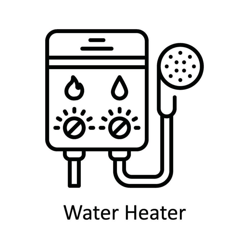 Water Heater Vector  outline Icon Design illustration. Home Repair And Maintenance Symbol on White background EPS 10 File