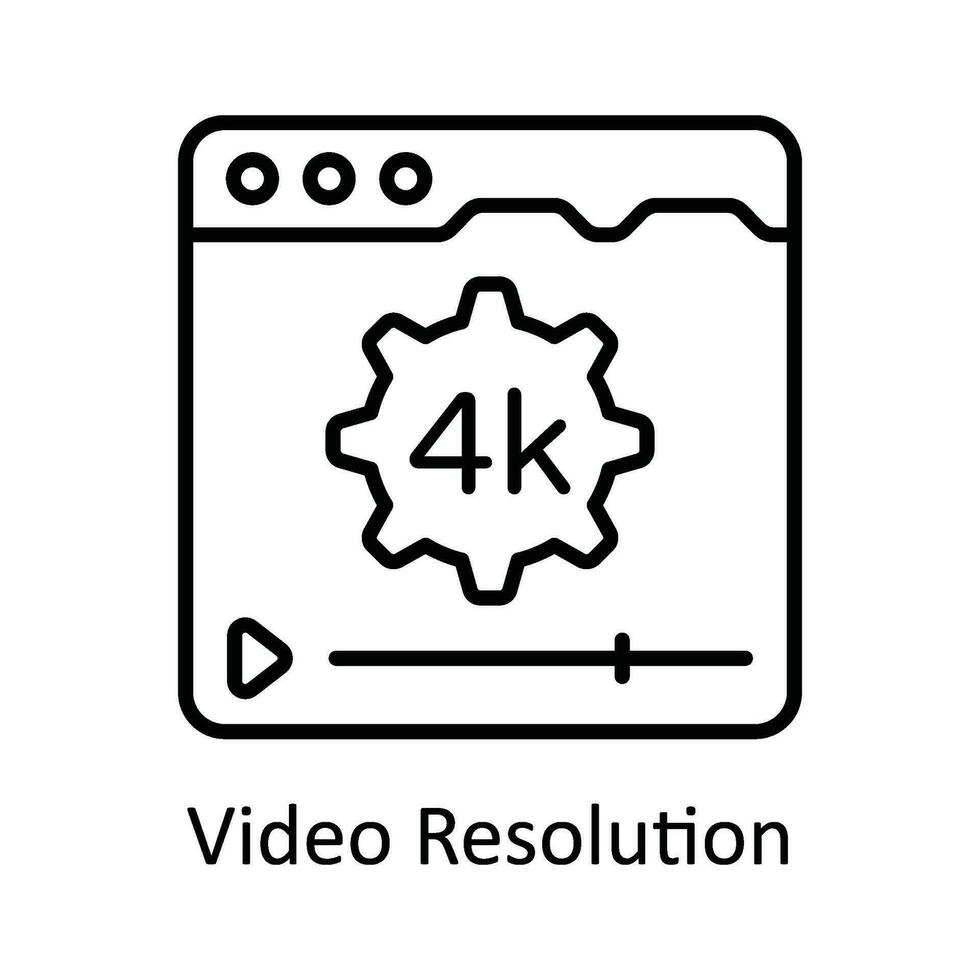 vídeo resolución vector contorno icono diseño ilustración. en línea transmisión símbolo en blanco antecedentes eps 10 archivo