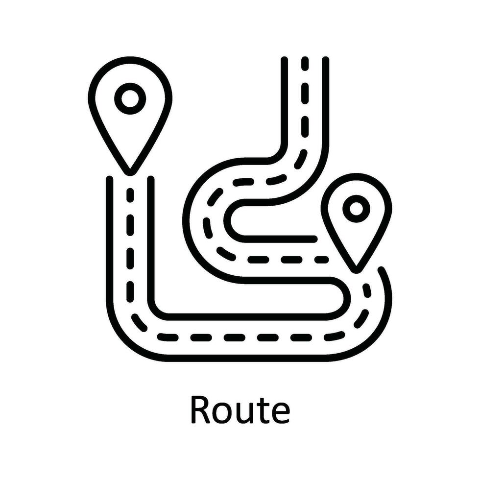 Route Vector  outline Icon Design illustration. Map and Navigation Symbol on White background EPS 10 File