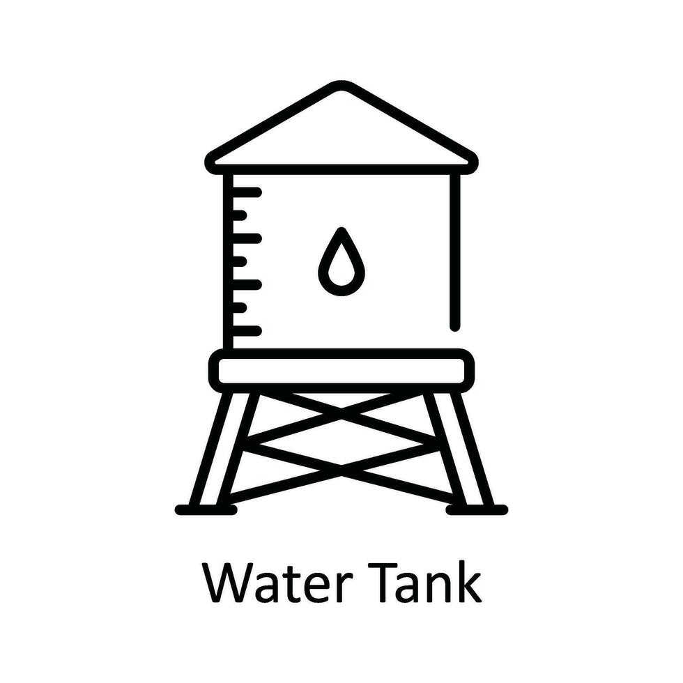 Water Tank Vector  outline Icon Design illustration. Home Repair And Maintenance Symbol on White background EPS 10 File