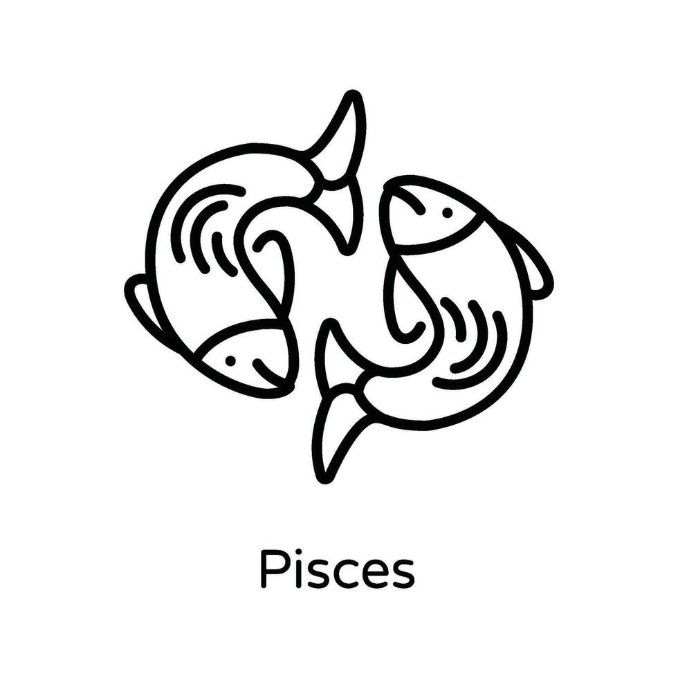 Piscis vector contorno icono diseño ilustración. astrología y zodíaco señales símbolo en blanco antecedentes eps 10 archivo