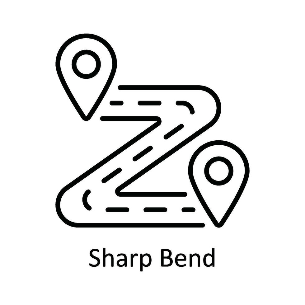 Sharp Bend Vector  outline Icon Design illustration. Map and Navigation Symbol on White background EPS 10 File