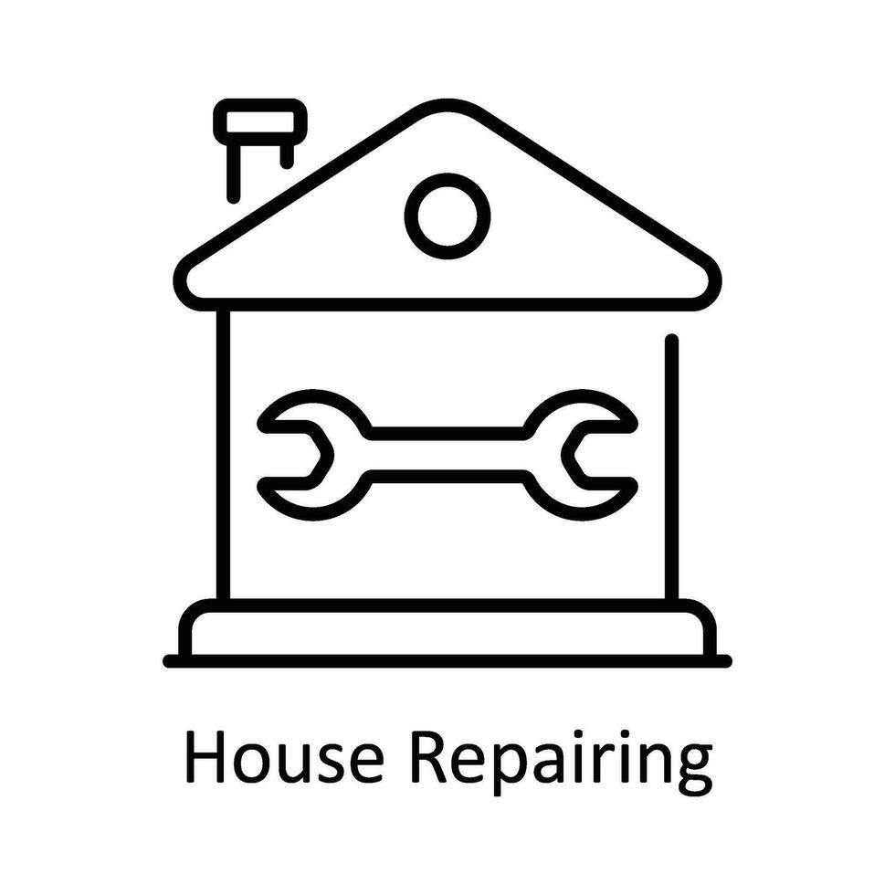 casa reparando vector contorno icono diseño ilustración. hogar reparar y mantenimiento símbolo en blanco antecedentes eps 10 archivo