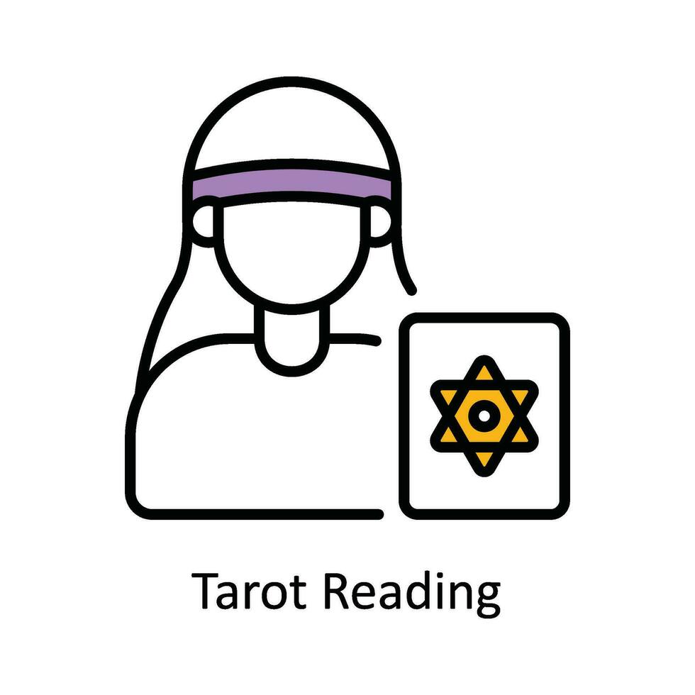 Tarot Reading Vector Fill outline Icon Design illustration. Astrology And Zodiac Signs Symbol on White background EPS 10 File