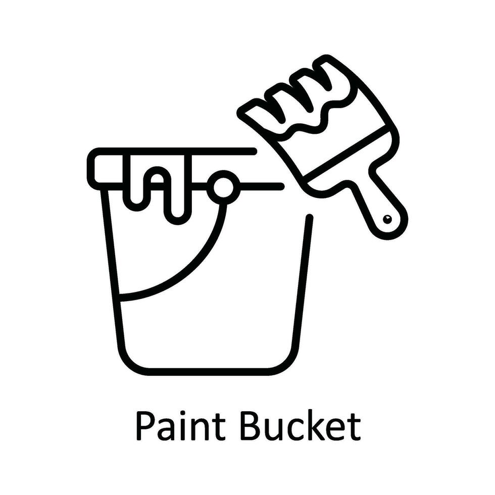 Paint Bucket Vector  outline Icon Design illustration. Home Repair And Maintenance Symbol on White background EPS 10 File