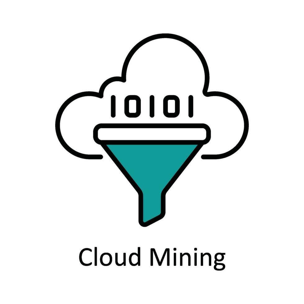 Cloud Mining Vector Fill outline Icon Design illustration. Smart Industries Symbol on White background EPS 10 File