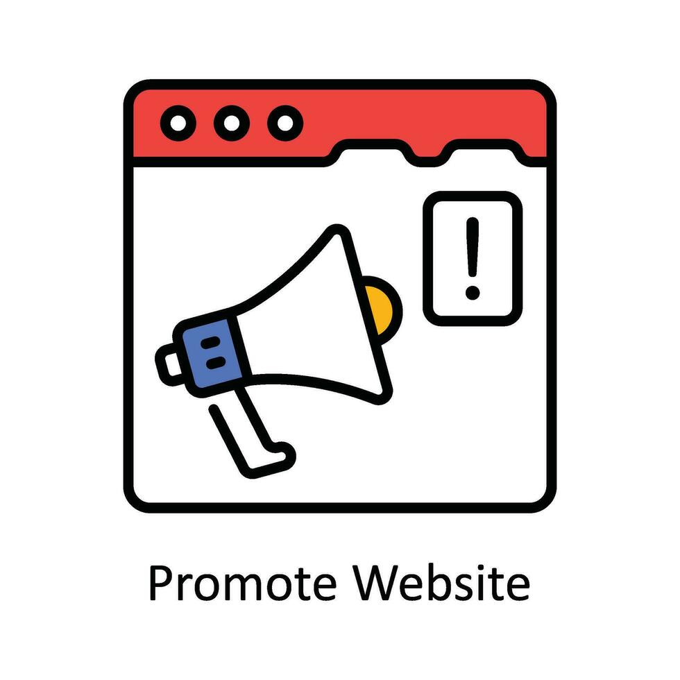 Promote Website Vector Fill outline Icon Design illustration. Digital Marketing  Symbol on White background EPS 10 File