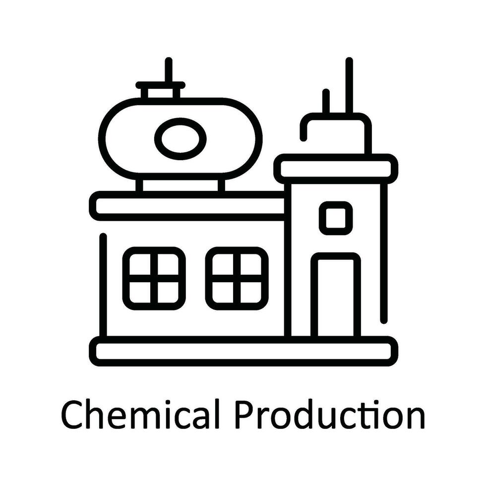 Chemical Production Vector  outline Icon Design illustration. Smart Industries Symbol on White background EPS 10 File