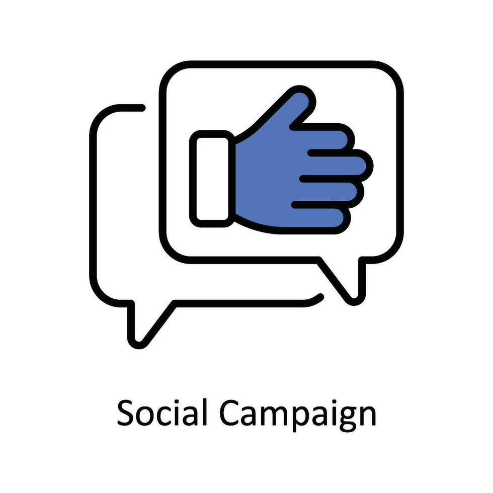 Social Campaign Vector Fill outline Icon Design illustration. Digital Marketing  Symbol on White background EPS 10 File