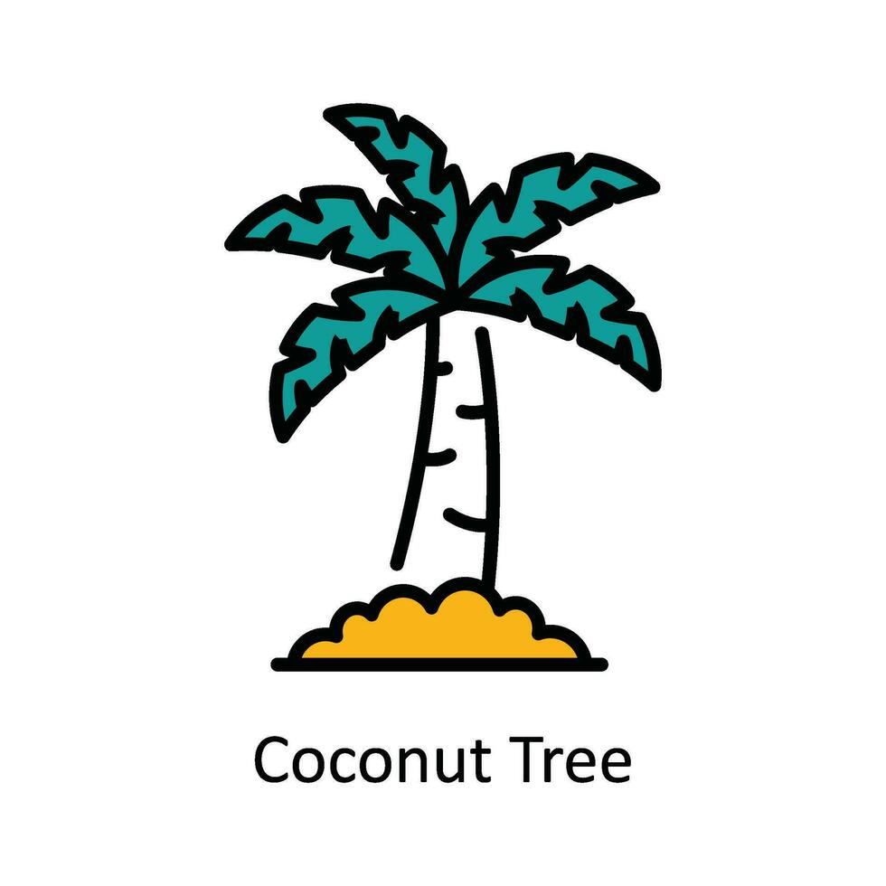 Coco árbol vector llenar contorno icono diseño ilustración. viaje y hotel símbolo en blanco antecedentes eps 10 archivo