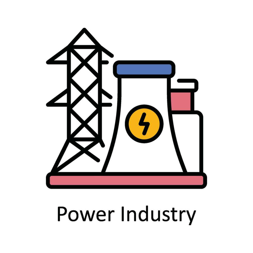 Power Industry Vector Fill outline Icon Design illustration. Smart Industries Symbol on White background EPS 10 File