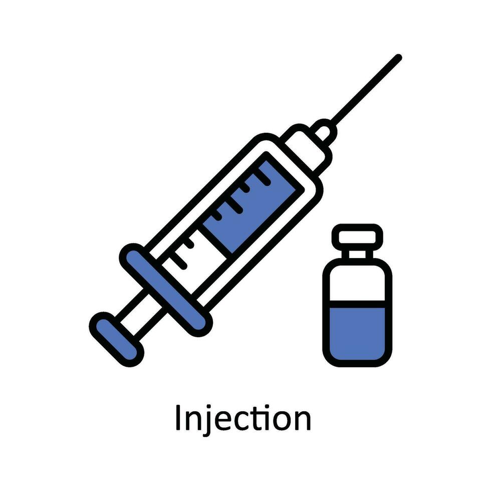 inyección vector llenar contorno icono diseño ilustración. farmacia símbolo en blanco antecedentes eps 10 archivo