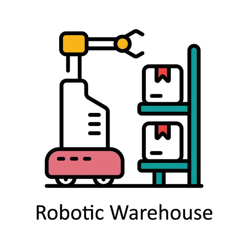 Robotic Warehouse Vector Fill outline Icon Design illustration. Smart Industries Symbol on White background EPS 10 File