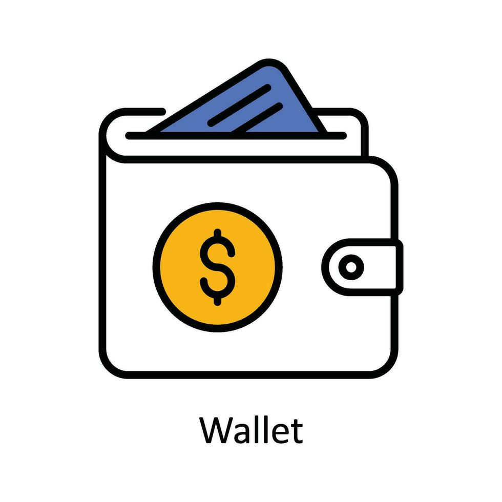 Wallet Vector Fill outline Icon Design illustration. Travel and Hotel Symbol on White background EPS 10 File