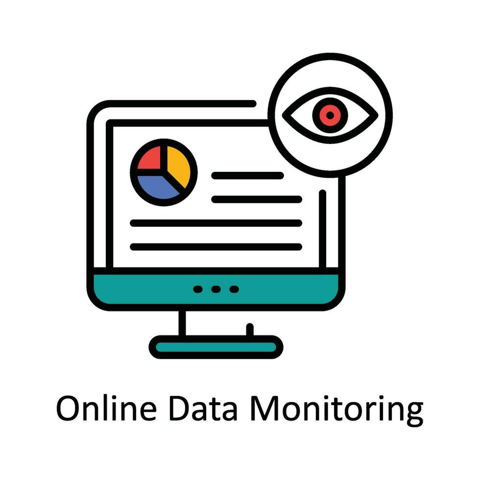 Online Data Monitoring Vector Fill outline Icon Design illustration. Product Management Symbol on White background EPS 10 File