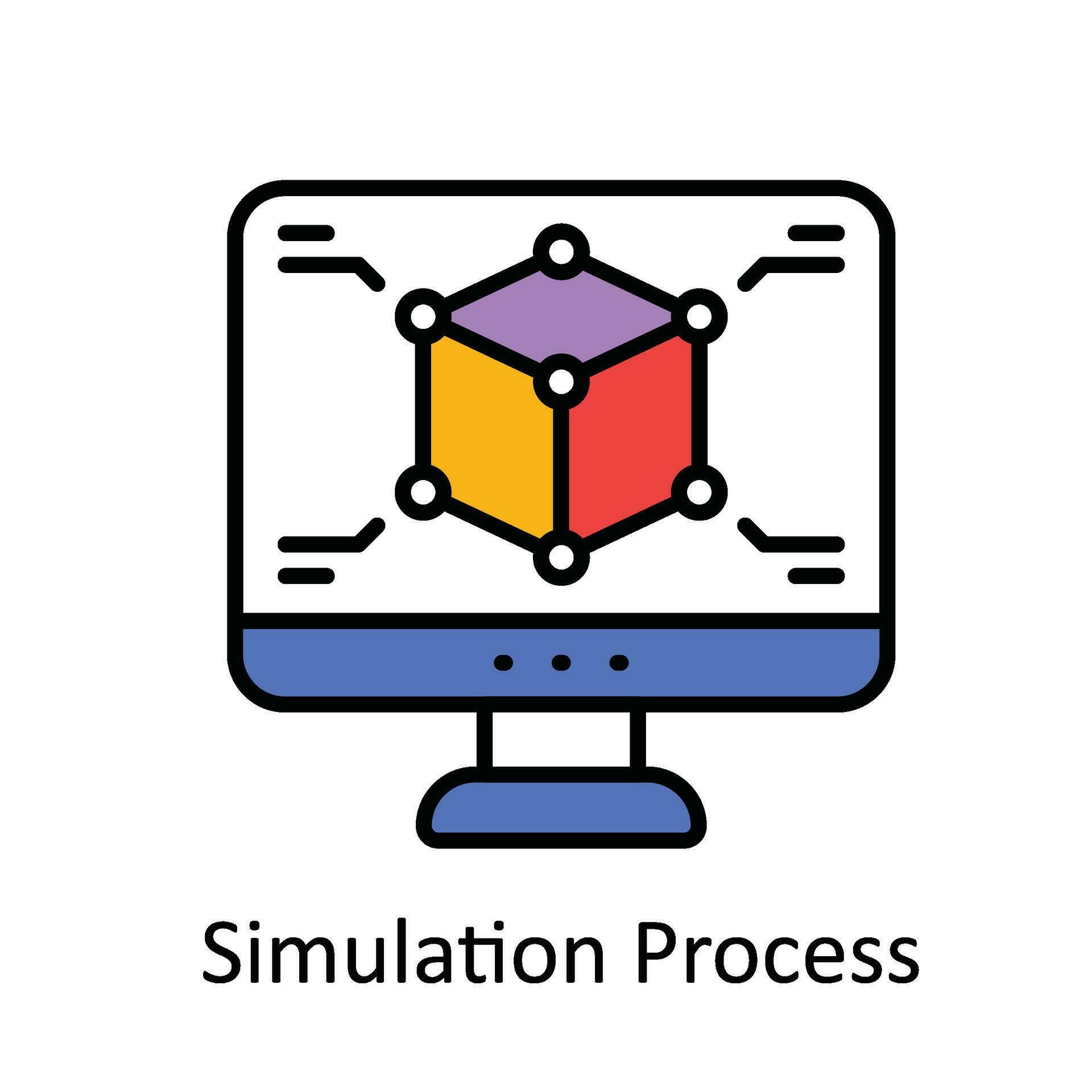 Simulation Process Vector Fill outline Icon Design illustration. Smart ...