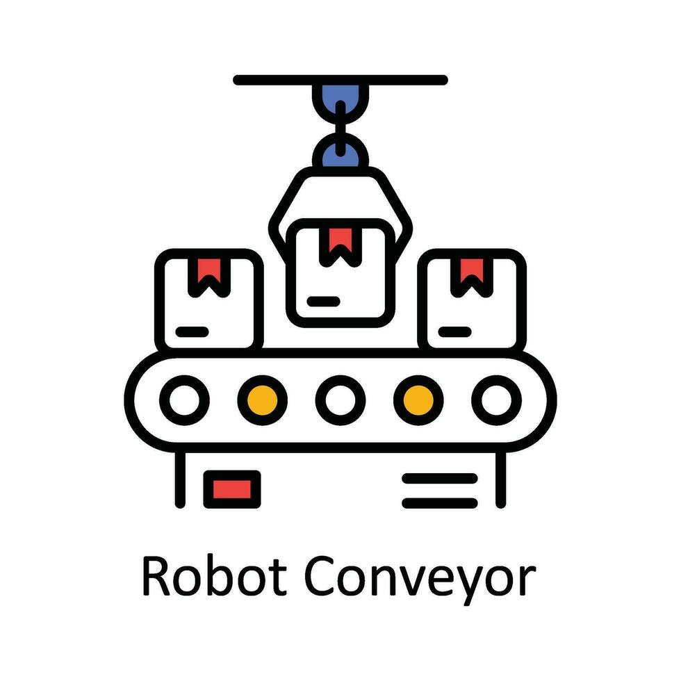 Robot Conveyor Vector Fill outline Icon Design illustration. Smart Industries Symbol on White background EPS 10 File
