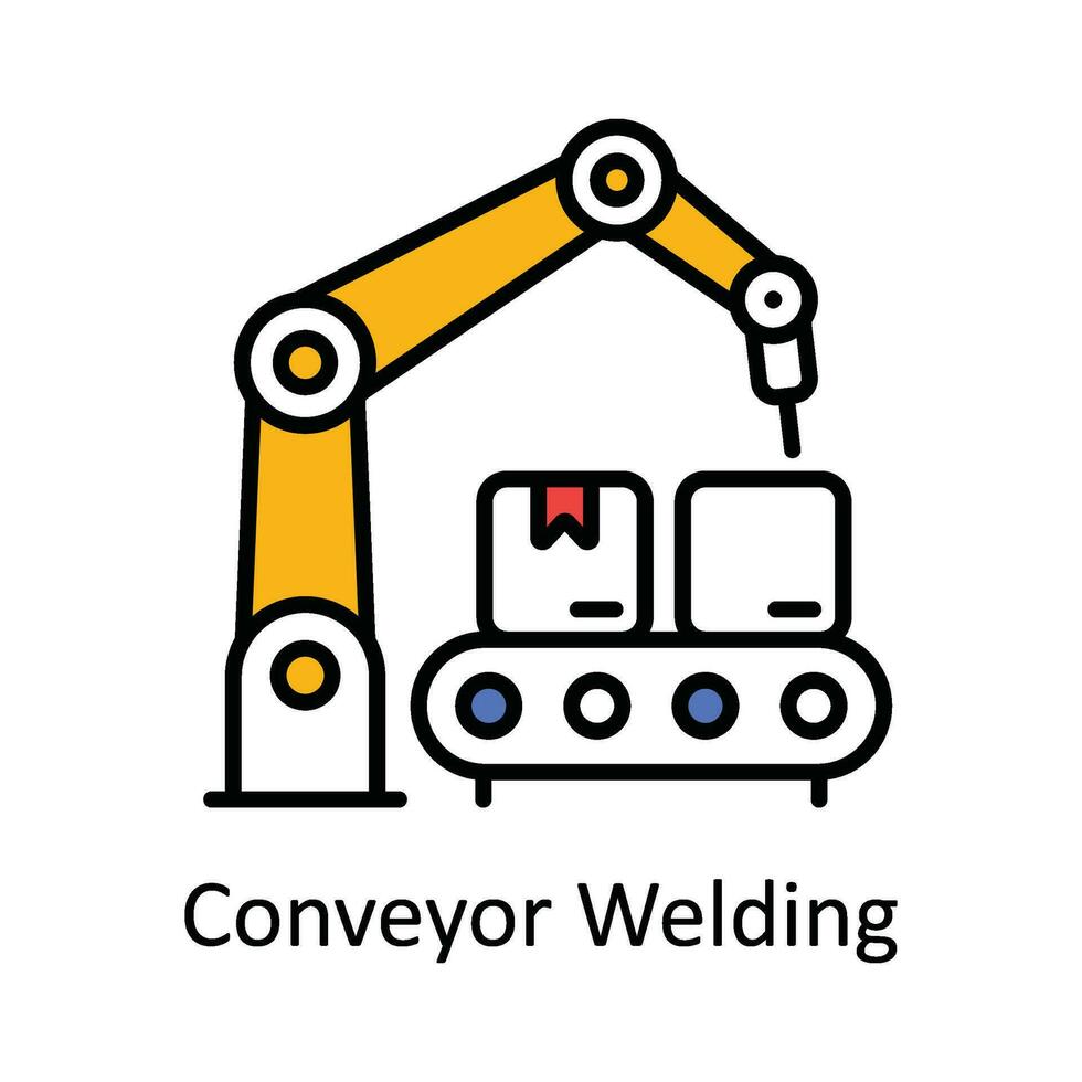 Conveyor Welding Vector Fill outline Icon Design illustration. Smart Industries Symbol on White background EPS 10 File