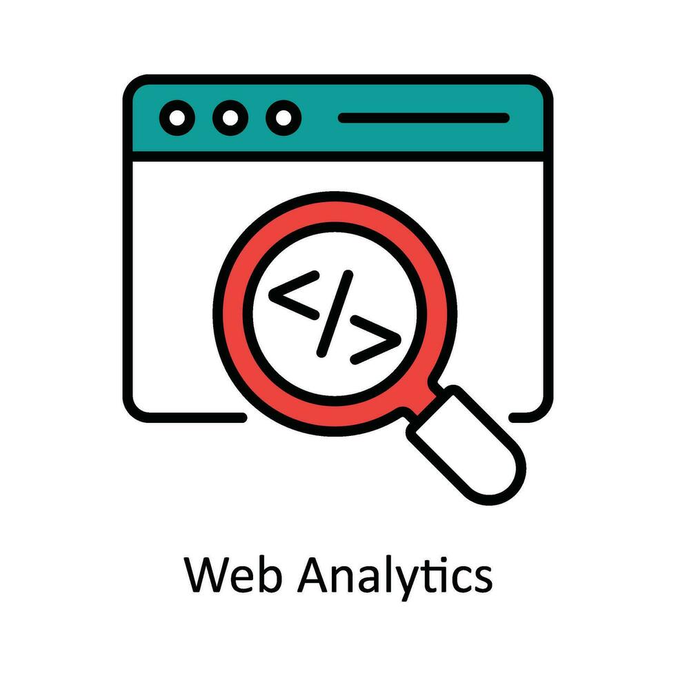 Web Analytics Vector Fill outline Icon Design illustration. Digital Marketing  Symbol on White background EPS 10 File