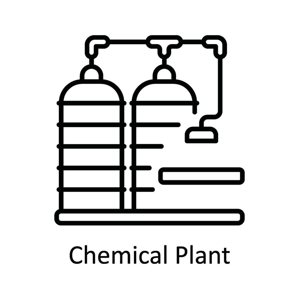 químico planta vector contorno icono diseño ilustración. inteligente industrias símbolo en blanco antecedentes eps 10 archivo