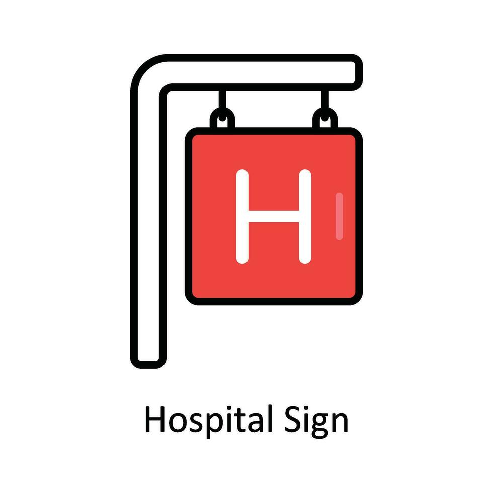 Hospital Sign Vector Fill outline Icon Design illustration. Travel and Hotel Symbol on White background EPS 10 File