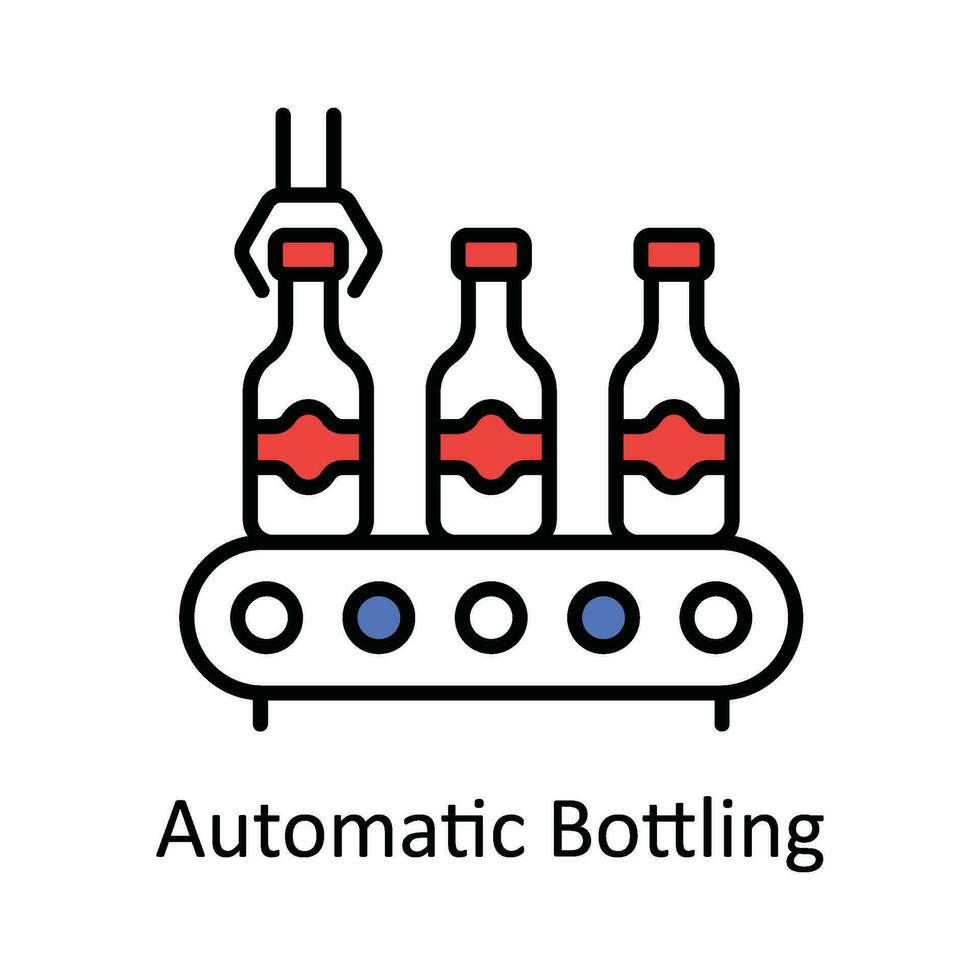 Automatic Bottling Vector Fill outline Icon Design illustration. Smart Industries Symbol on White background EPS 10 File