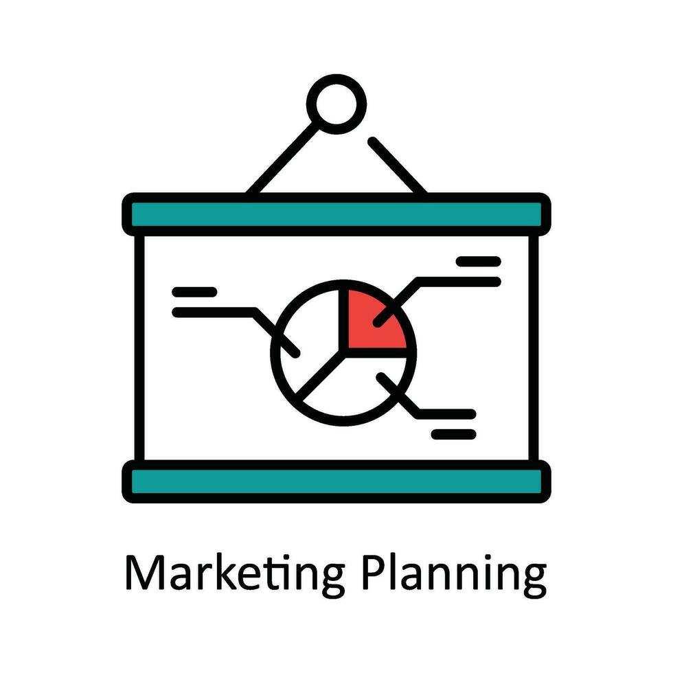 Marketing Planning Vector Fill outline Icon Design illustration. Digital Marketing  Symbol on White background EPS 10 File