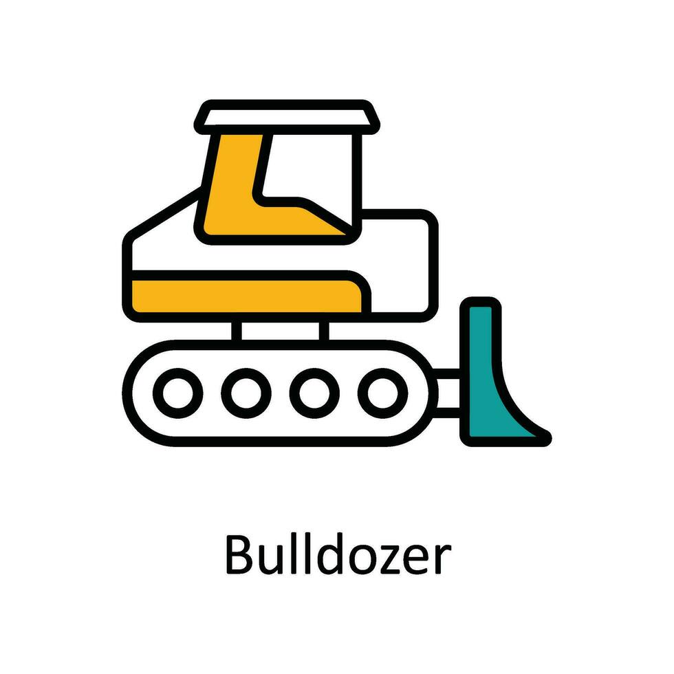 Bulldozer Vector Fill outline Icon Design illustration. Home Repair And Maintenance Symbol on White background EPS 10 File