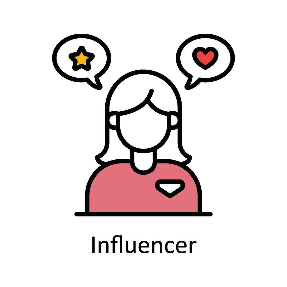 Influencer Vector  Fill outline Icon Design illustration. Online streaming Symbol on White background EPS 10 File